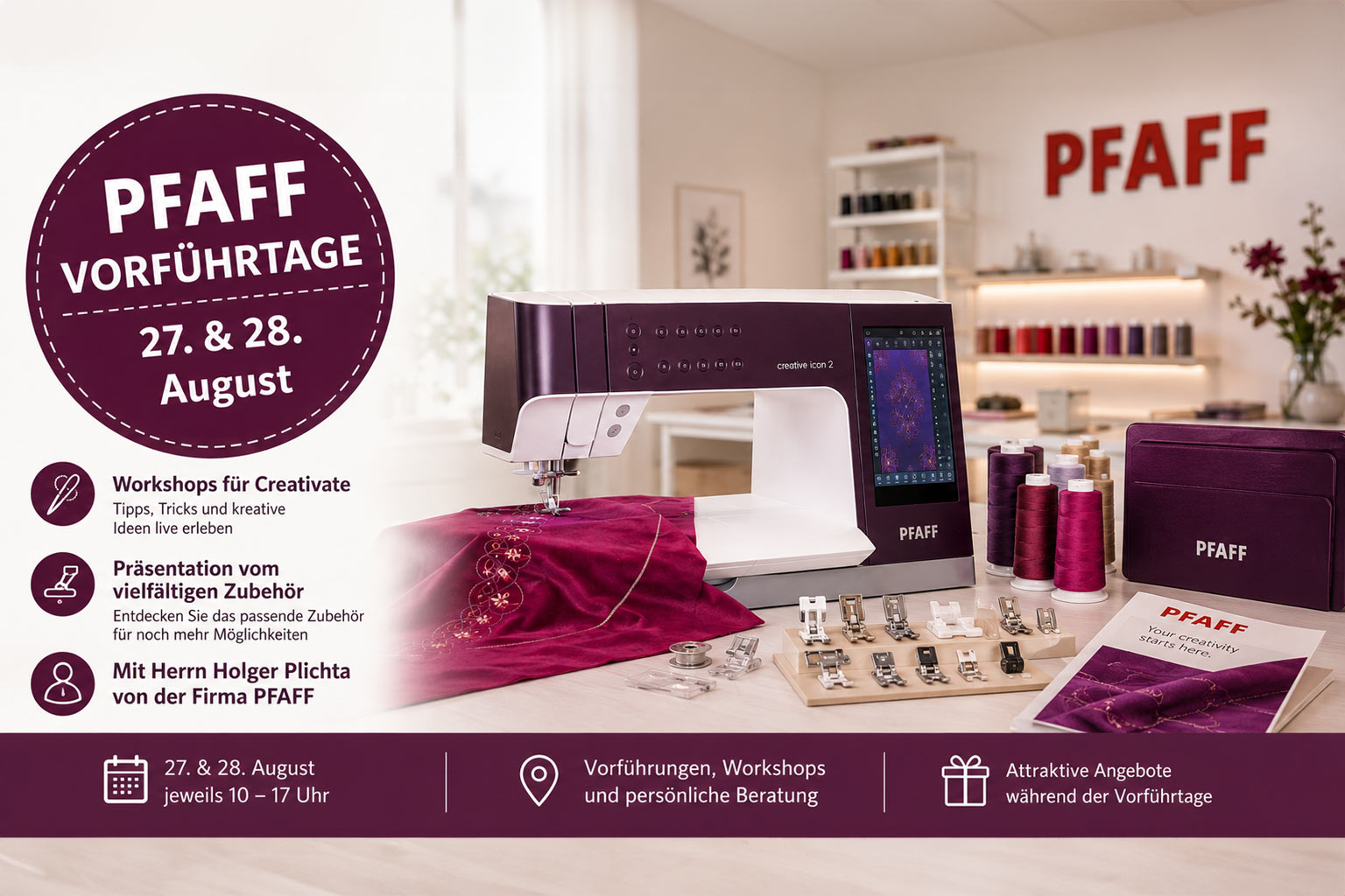 PFAFF Vorführtage im August 27 & 28. 8.