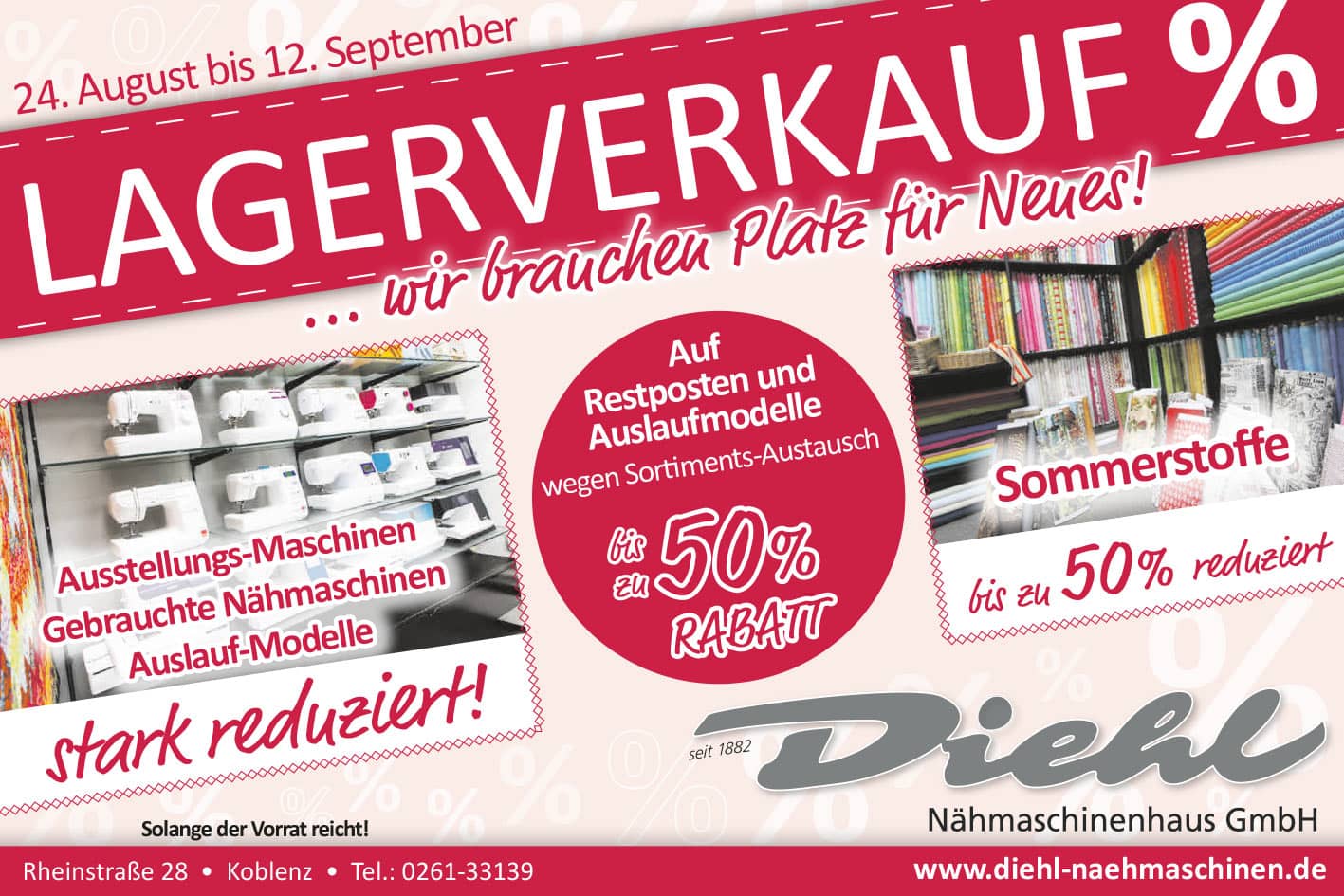 Großer Lagerverkauf - Bis zu 50 % Rabatt!