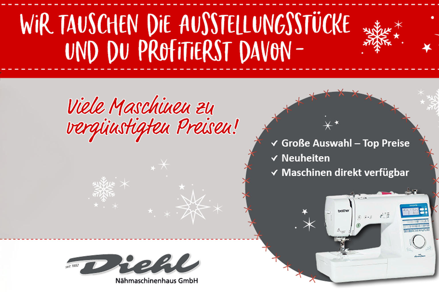 Ausstellungsmaschinen zu Sonderpreisen. Nur solange der Vorrat reicht.